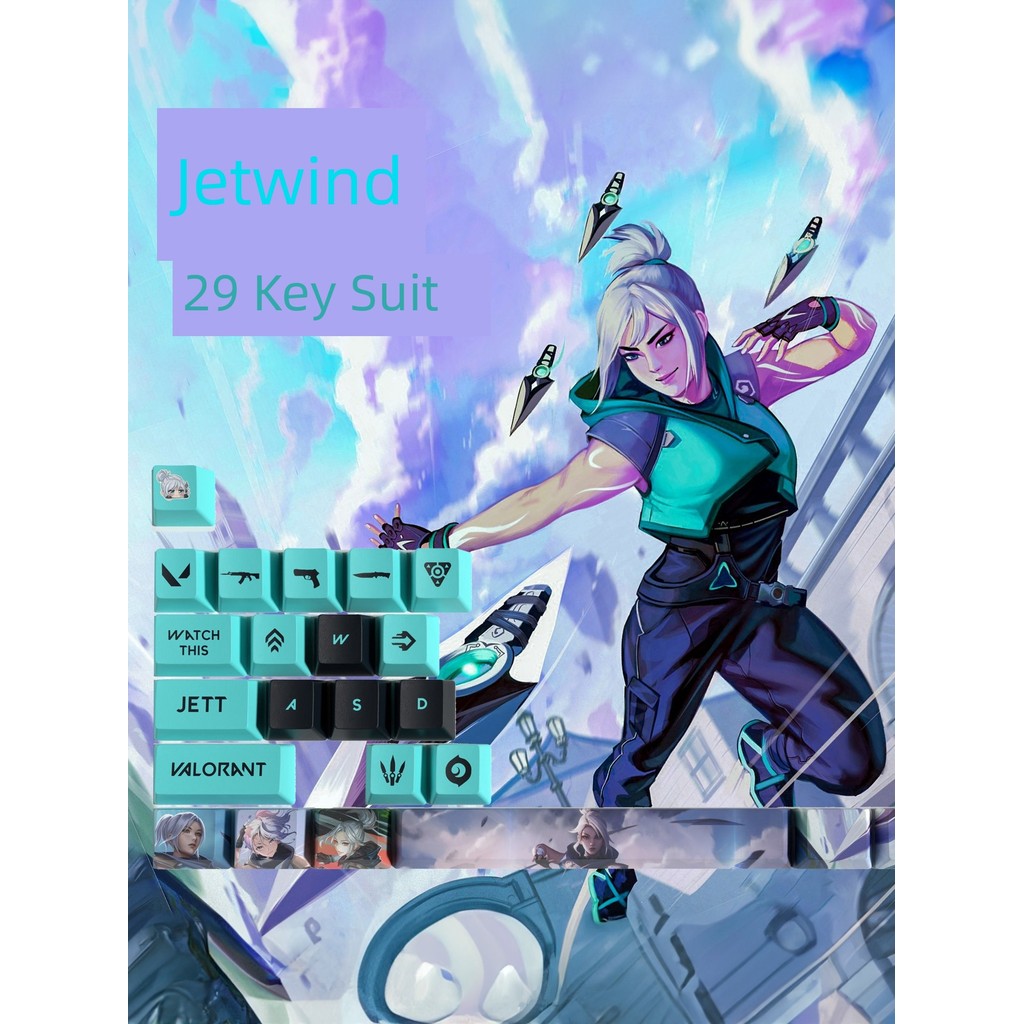 คีย์แคป xda keycap Fearless Contract Keycap Jetwind Keycap valorant jett Keycap Valentett Game Keyca