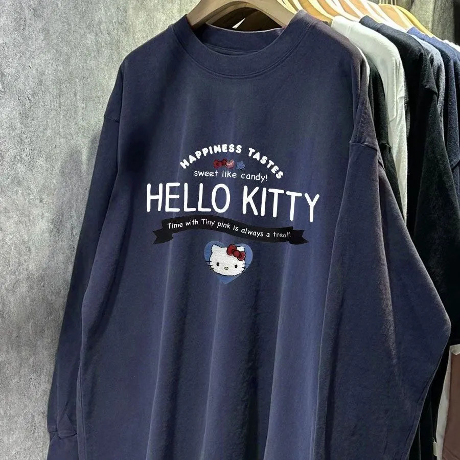 เสื้อยืดคิตตี้แขนยาวสำหรับผู้หญิง ออกแบบมาให้สวมใส่ง่ายและสบาย