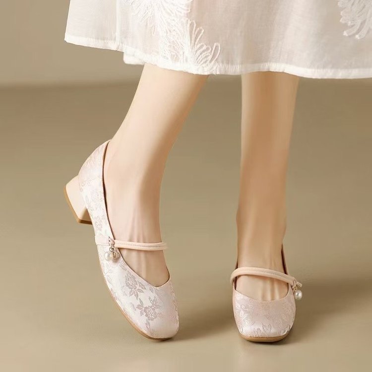 Fancylee รองเท้า Jacquard ลูกไม้ฝรั่งเศส - ส้นหนา รูปที่ 2