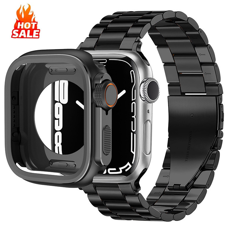 Alloy Protector Case + สายสแตนเลสโลหะ สําหรับ Apple Watch Ultra 3/2 49 มม., Series 11 10 46 มม., 9 8 7 6 SE 45 มม./44 มม.