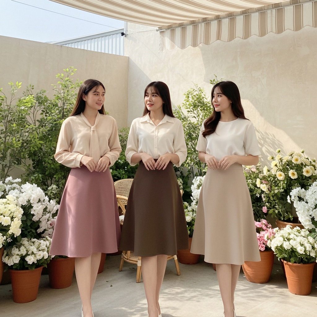 กระโปรงยาวคลุมเข่าทรงยอดนิยมที่ช่วยปรับสรีระให้ดูเพรียวบางทันตา