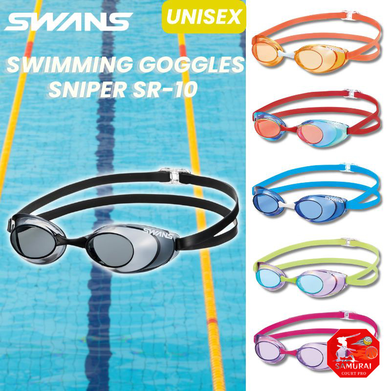 SWANS Sniper SR-10 Racing Swimming Goggles, Made in Japan, Non-Cushion, for Ages 12 and Up, FINA Cer