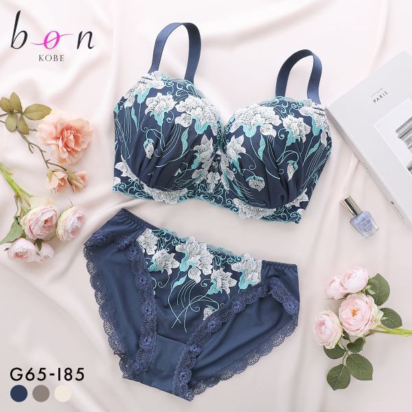 Bon cattleya flower high-side bra panties set (Sizes G-I)(35704148Q)(Direct from Japan)1