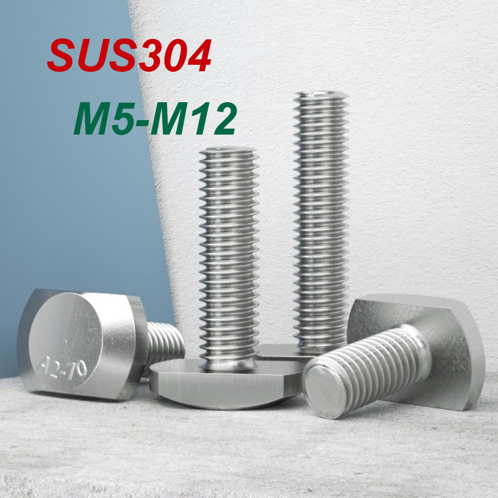 304 สลักเกลียวสแตนเลสสําหรับ T-Slot, M5-M12*L12-70mm ,สลักเกลียวหัว T [MX-MB]