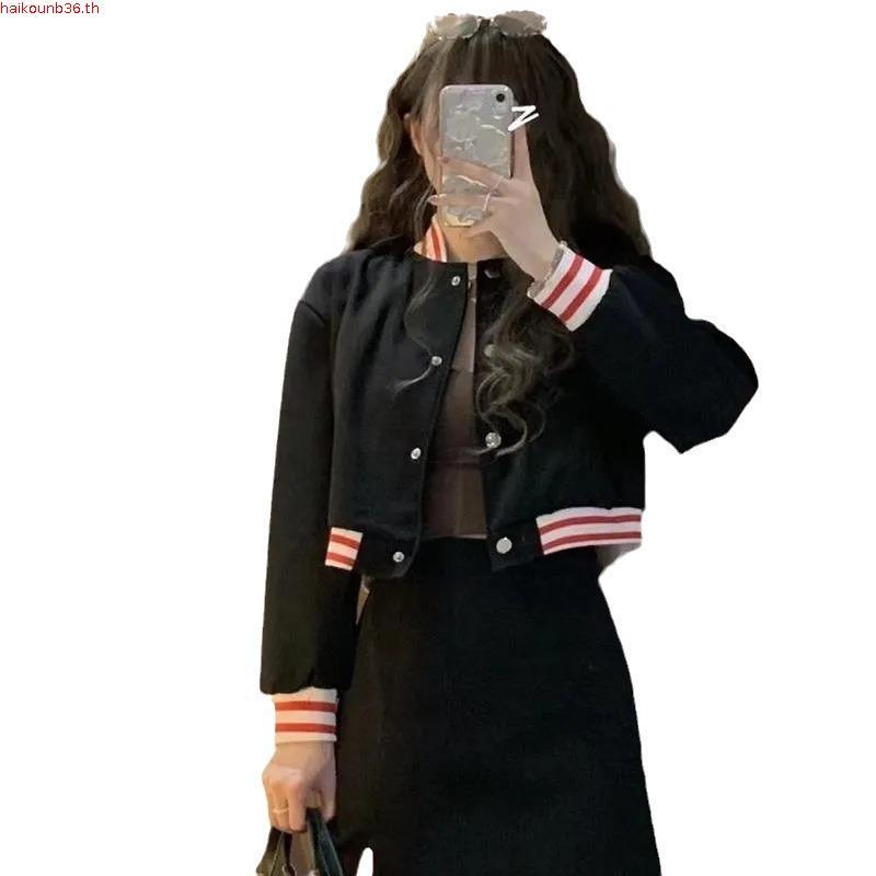 Onu เสื้อแจ็กเก็ตเบสบอล แขนยาว คอปกตั้ง กระดุมแถวเดียว สําหรับผู้หญิง FEI