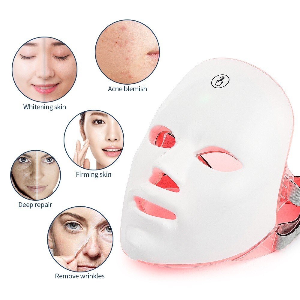 อุปกรณ์ฟื้นฟูผิว อุปกรณ์ความงาม สเปกโตรมิเตอร์7สี led face mask เครื่องเสริมความงามออปติคัล LED แบบมัลติเอฟเฟกต์