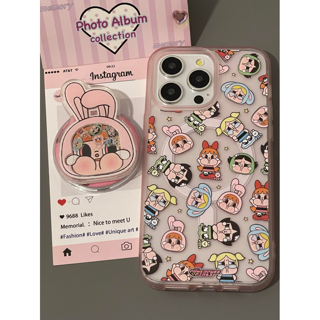 Powerpuff Girls เหมาะสําหรับ Samsung Magnetic Bracket เหมาะสําหรับ Samsung A35 A55 S23 S24 S25 FE Ultra เคสโทรศัพท์ S23FE กันกระแทก A56 Matte เคสป้องกัน