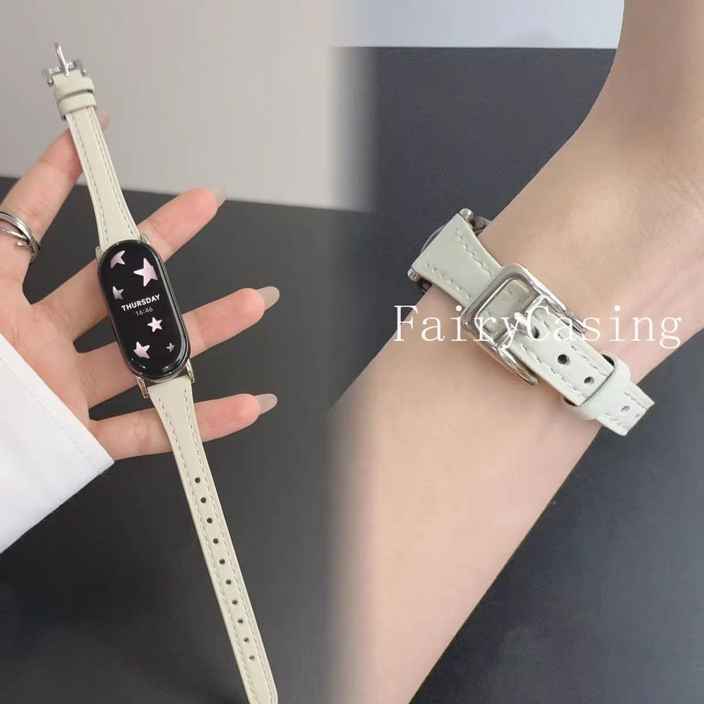 หนังบางสําหรับ Xiaomi Mi Band 10 9 8 7 6 5 4 3 NFC สร้อยข้อมือสําหรับ Mi Band 10pro 9pro 8pro สายรัดข้อมืออุปกรณ์เสริม