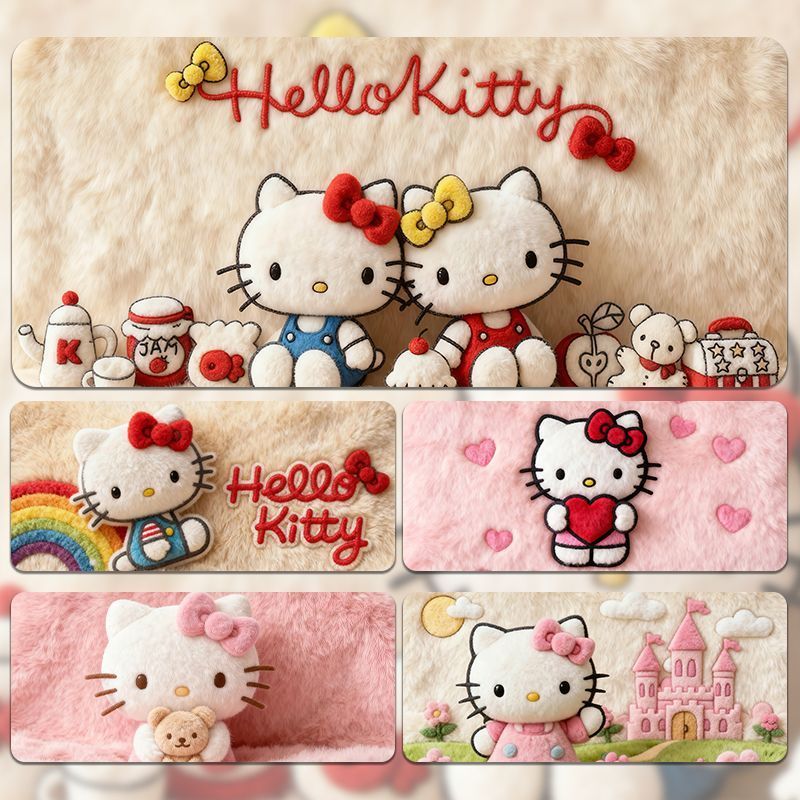 HelloKitty แผ่นรองเมาส์ขนาดใหญ่น่ารักการ์ตูนสาวหอพักสายรัดข้อมือแผ่นรองโต๊ะ Hello Kitty สํานักงานแป้นพิมพ์คอมพิวเตอร์แผ่นรองเมาส์