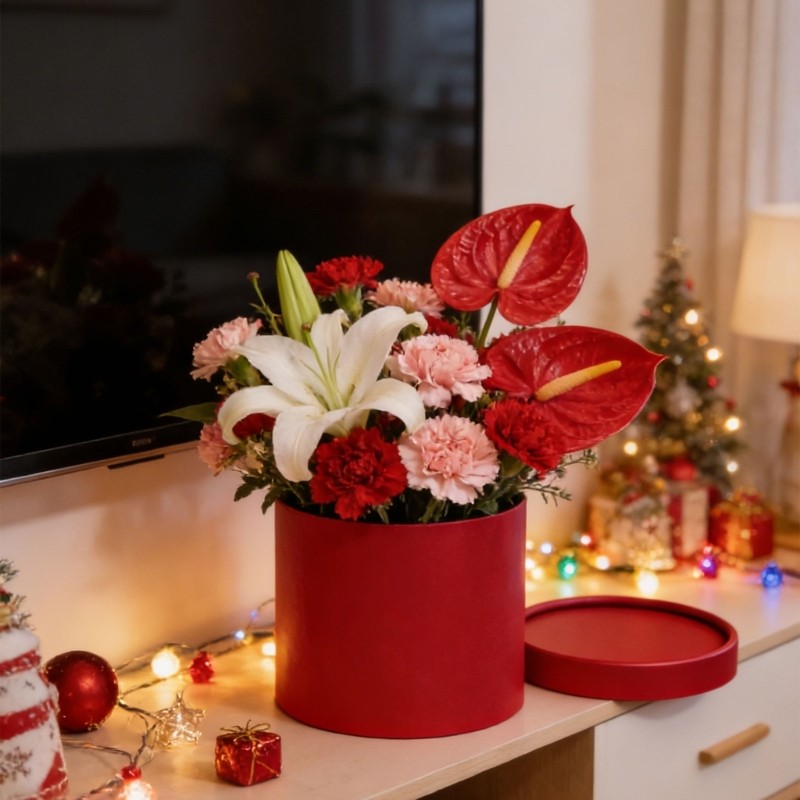Stay กล่องกระดาษแข็งทรงกลมพร้อมฝาปิดงานแต่งงาน Florist Bouquet Wrapper ตกแต่ง