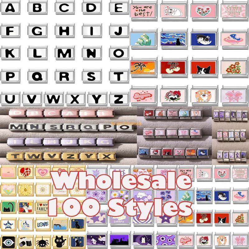 สร้อยข้อมือสแตนเลสสตีลMade in Italy สีชมพู พร้อมเชื่อมต่อcharm links สำหรับการทำDIY