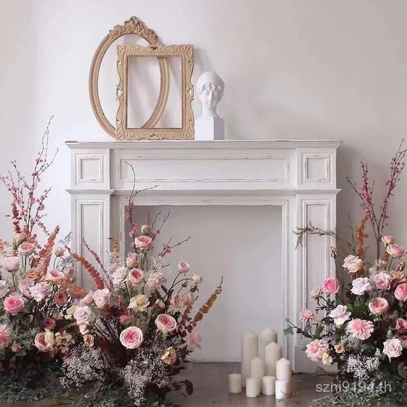 ตกแต่งตู้สีขาวเก่า Pastoral ตู้ภาษาฝรั่งเศสคํา Simple Log สี Fire เตา Rack B & B อเมริกันย้อนยุคห้อง