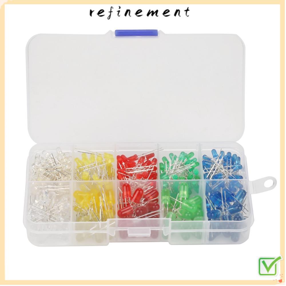 REFINEMENT 350PCS LED Diode Assortment Kit, 3 มม.5 มม.5 สี LED Light Emitting Diode, ทนทานกล่องเก็บ 
