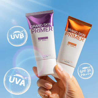 OUKEYA Grand Skin Primer Nude Beige 30g ไพรเมอร์สีนู้ดเบจ โอกิยะ ช่วยปรับโทนผิวให้สม่ำเสมอแบบธรรมชาติ.