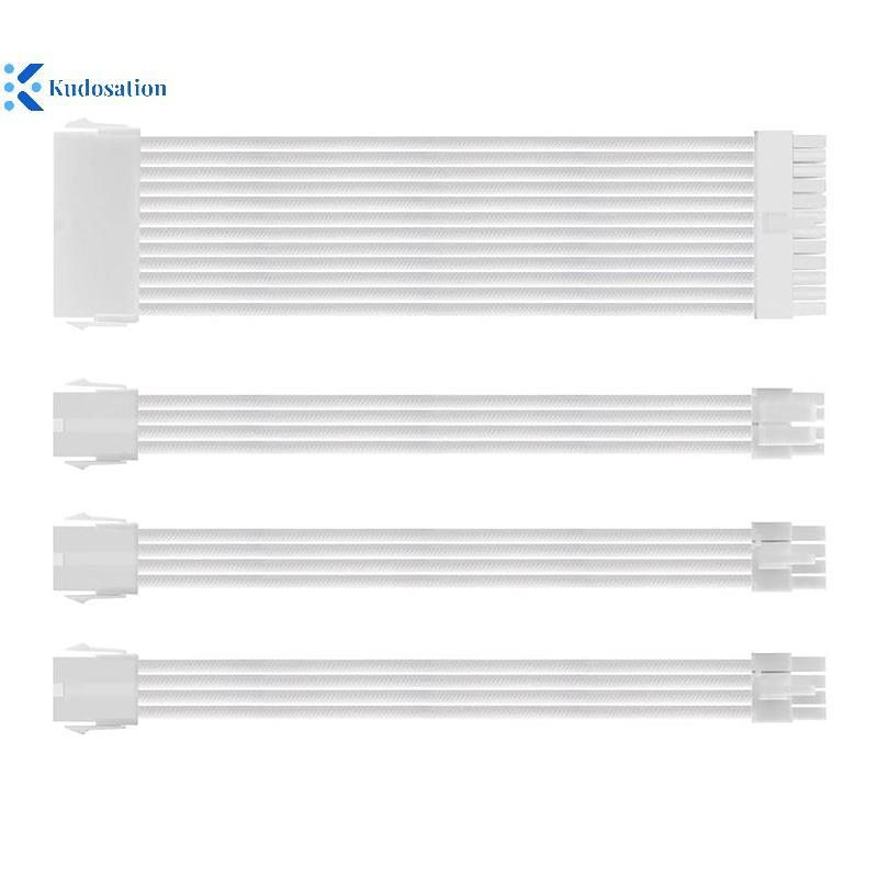 Kudosation PSU ATX 24Pin สายไนลอนถัก 8-pin 6 + 2pin สายไฟ 24 พินเมนบอร์ดสําหรับคอมพิวเตอร์พีซีกรณีสา