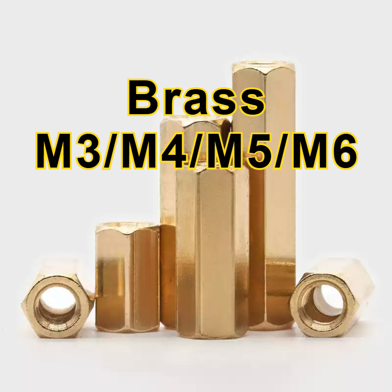 ข้อต่อสตัด หัวน็อต ตัวเมีย ยาวหกเหลี่ยมทองแดงคอลัมน์แยกคอลัม เกลียวมิล หยาบ / Hex Connector Coupling