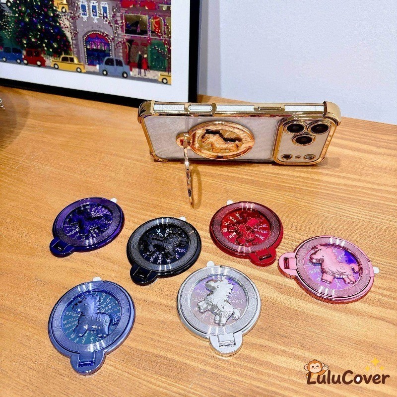 Hot New Year Lucky Horse Spinner ขาตั้งโทรศัพท์ - 360° ของเล่นอยู่ไม่สุขหมุนได้และขาตั้งของขวัญคู่รักที่สมบูรณ์แบบแม่เหล็กในโพนี่สีแดงและสีทอง
