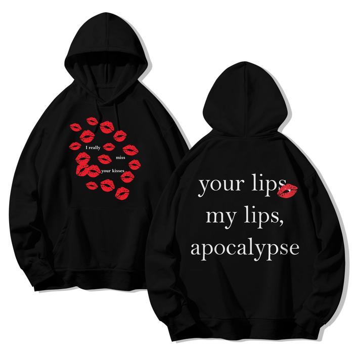 GENTIL - Jaket Sweater Hoodie Black Edition - My Lips Apocalypse - MY LIPS HITAM, M M-3XL