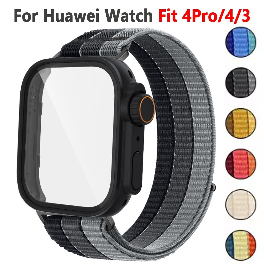 สายรัดไนลอน + PC สําหรับ Huawei Fit 4 3 Sport Band หน้าจอเกราะป้องกันสําหรับ Huawei Fit 4Pro สร้อยข้อมือ Watchband อุปกรณ์เสริม – โปรปัง