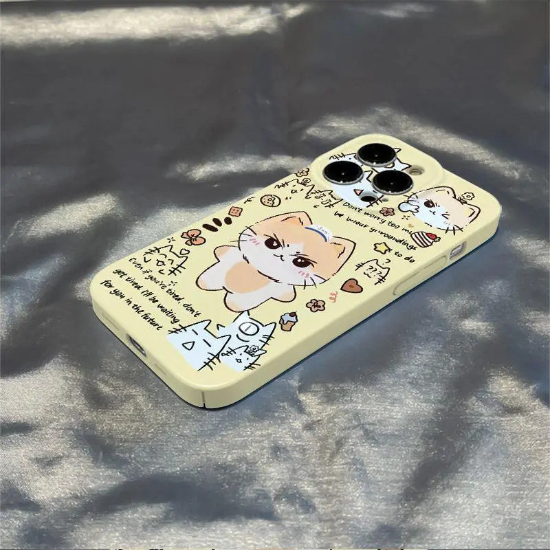 รวมทุกอย่างพลาสติก Hard Case เคสโทรศัพท์ Anti-Fingerprint ญี่ปุ่นเกาหลีตลก Fierce ลูกแมวใช้งานร่วมกั