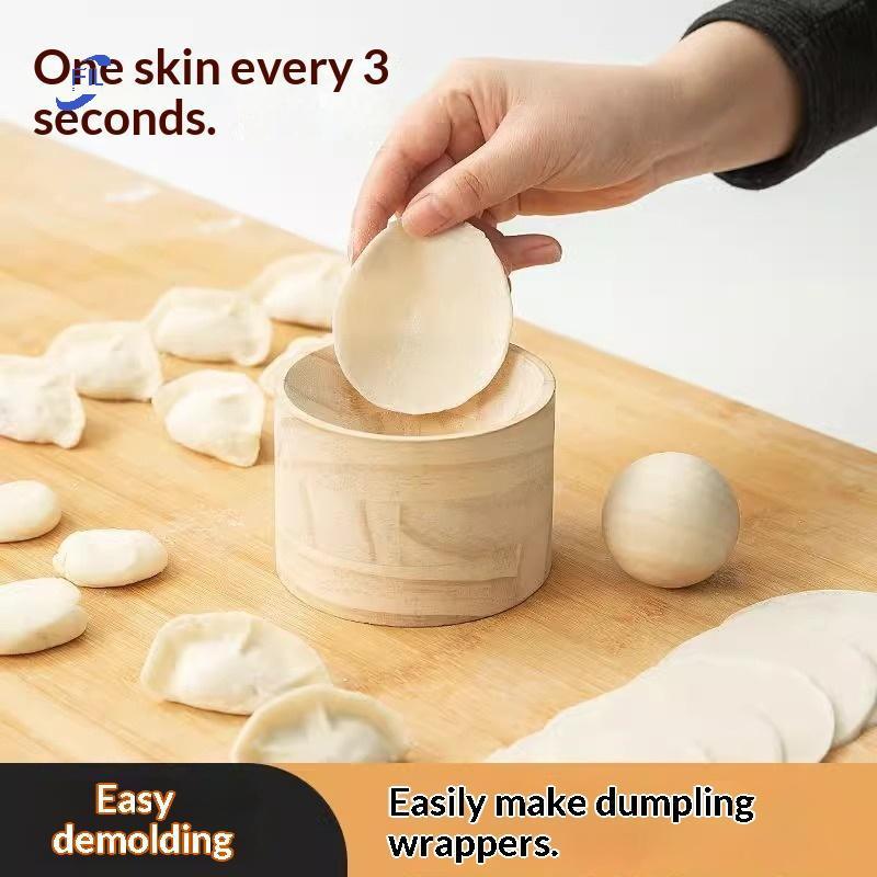 FIL ไม้ไม้ Dumpling Skin Maker Pastry เครื่องมือทรงกลม Dumpling Wrapper ผิวทําแม่พิมพ์ DIY Reusable Dough Pressing เครื่องมือ OP