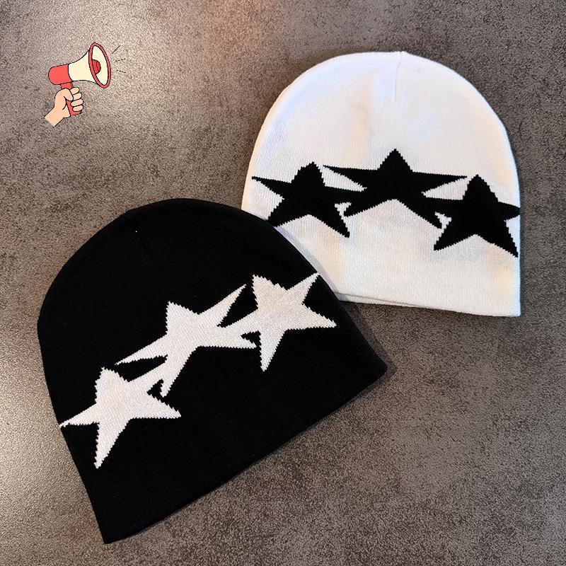 [MZ] Y2K Pentagram ถักหมวกฤดูหนาว Street Style ใหม่ Unisex Beanies สำหรับทุกวัน