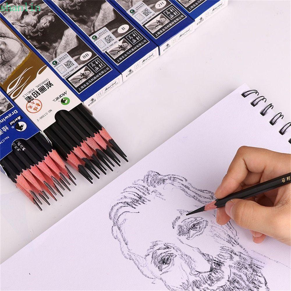 SHANLIN 12 ชิ้นดินสอ Hard Charcoal ดินสอสีดํา 12 ชิ้น/กล่อง 12B 14B Art เครื่องเขียน Professional 2B