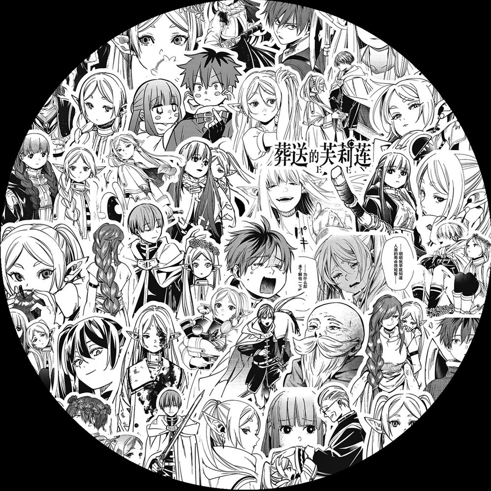 80ชิ้น/เซ็ต ❉ Frieren: Beyond Journeys End Series 01 Classical Black & White Stickers ❉ สติ๊กเกอร์ D