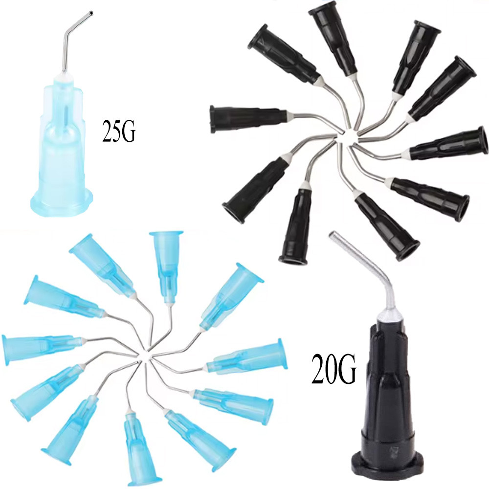 100pcs/bag Disposable Etchant Resin Flow Composite Needle Tip 25/20G Dental Composite Resin Pre Bent
