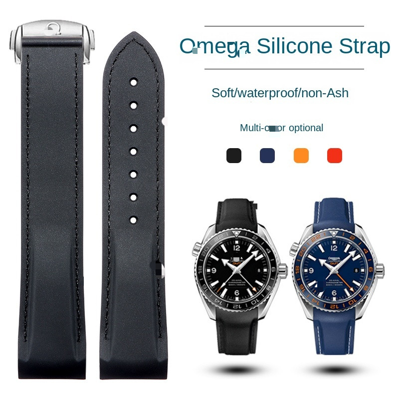 18/19/20/22มม.ยางสายรัดซิลิโคนสําหรับOmegนาฬิกาสร้อยข้อมือใหม่Seamaster 300 Speedmaster Planet Ocean 600 Quarterนุ่มกันน้ํากีฬานาฬิกาวง
