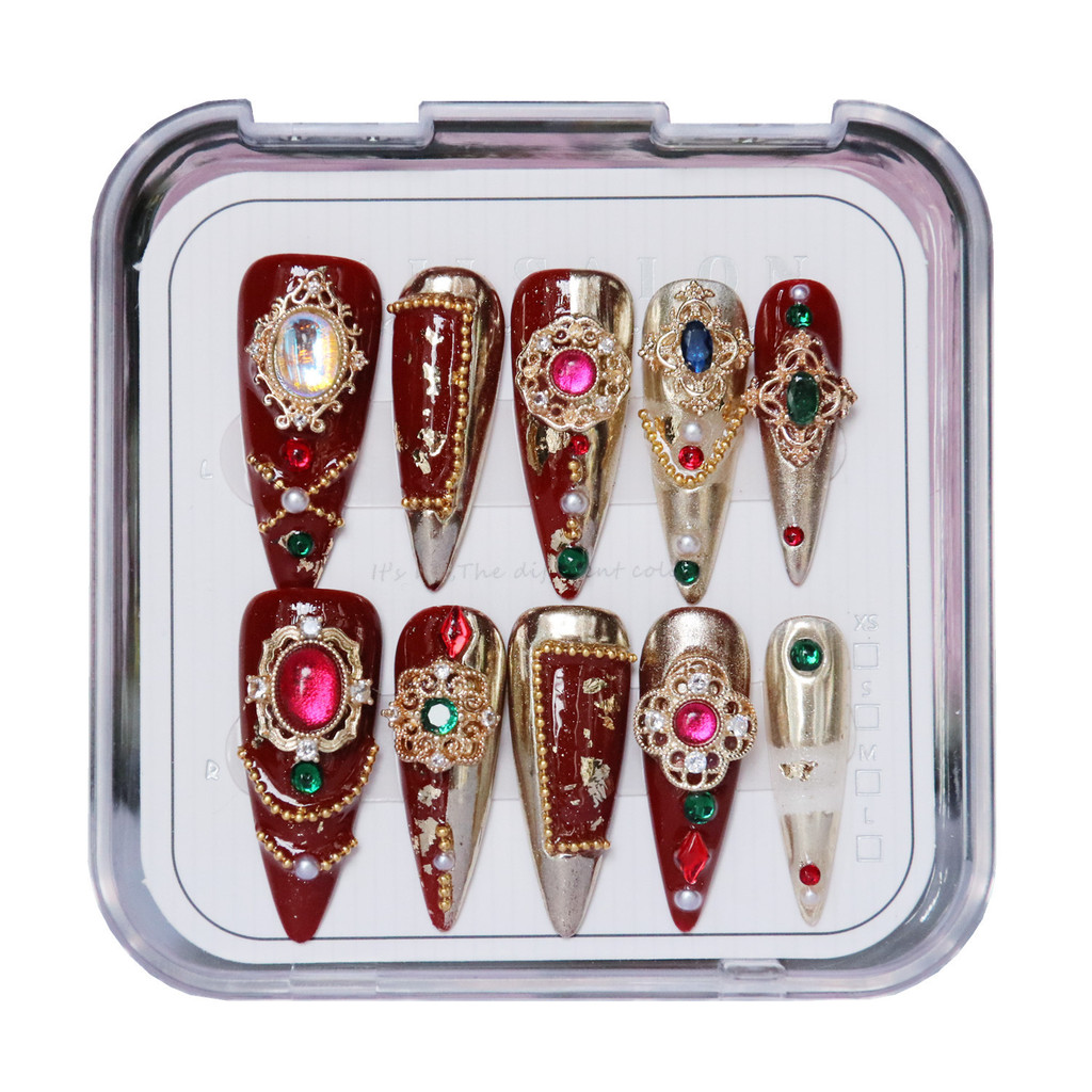 Pure Hand-Weared Nails Heavy Industrial Series Luxury Nails Patch Rivets เล็บปลอมที่ถอดออกได้ 2.7