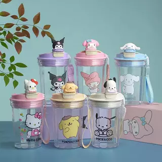 แก้วลายการ์ตูน Sanrio ความจุขนาด480ml แก้วน้ำพลาสติก ปลอกซิลิโคนกันร้อน ปลอดBPA มีหลายสีให้เลือก น่ารัก สไตล์มินิมอล