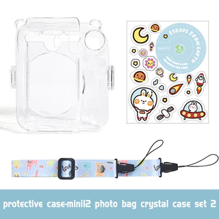 For Mini 11 Case Mini 12 ชุดเคสป้องกันกล้อง 3 in 1 ประกอบด้วย สายคล้อง เชือก สติกเกอร์ และเคสใส กันกระแทกและทนทาน