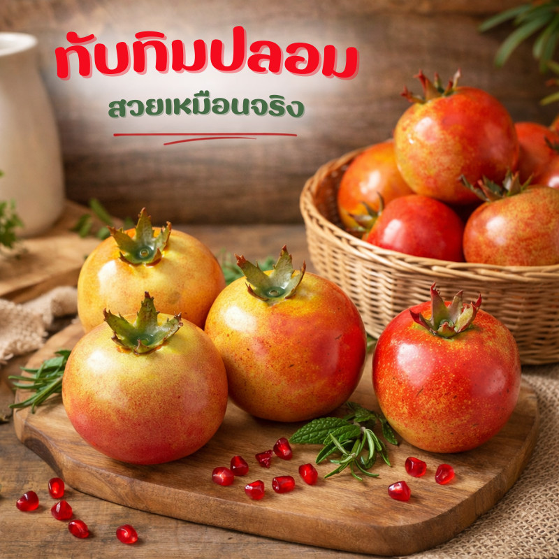 ทับทิมปลอม สวยสมจริง ผลไม้ปลอม สำหรับตกแต่งร้าน บ้านตัวอย่าง งานจัดฉาก ถ่ายภาพสินค้า เพิ่มภาพลักษณ์ให้ดูดี อุดมสมบูรณ์
