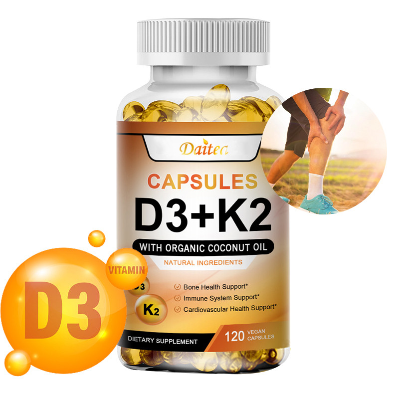 Daitea Vitamin D3 K2, 5000 IU (125 Mcg) วิตามินดี ผลิตภัณฑ์เสริมอาหารสําหรับกระดูก ฟัน กล้ามเนื้อ และภูมิคุ้มกัน