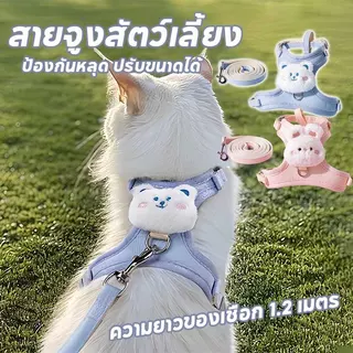 พร้อมส่ง สายจูงสัตว์เลี้ยง เชือกจูงแมว สายจูงหมา น่ารักสุดๆ ป้องกันหลุด ปรับขนาดได้ น้ำหนักเบา ระบายอากาศดี