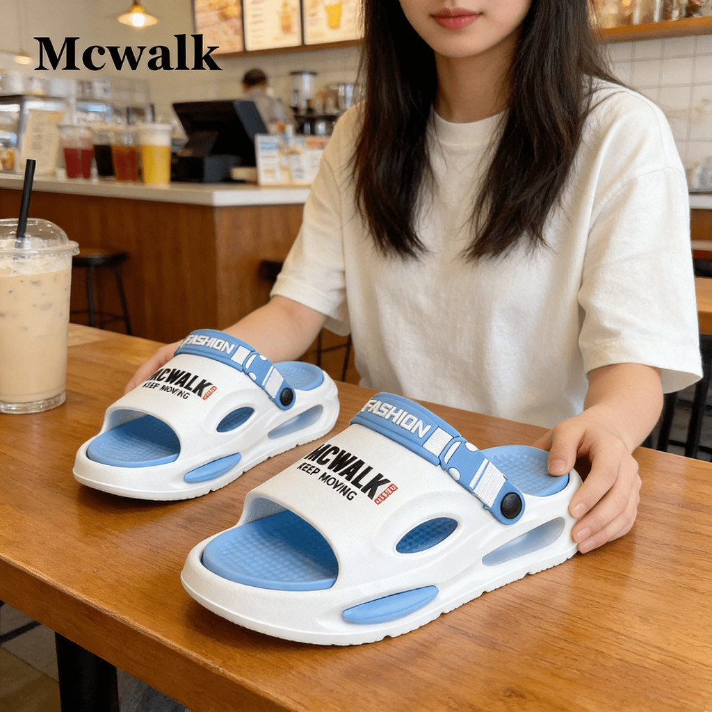 MCWALK ผู้ชาย กลางแจ้ง รองเท้าแตะ การสึกหรอ ป้องกันการลื่น แบคทีเรีย ป้องกันกลิ่น ผู้ชาย รองเท้าแตะ 