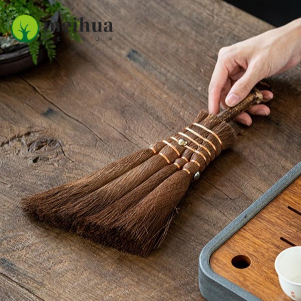MEIHUA Asian Whisk Broom, Palm Small Tea Cleaning Brush, Handheld Oil-free Natural Scrub Brush Indor