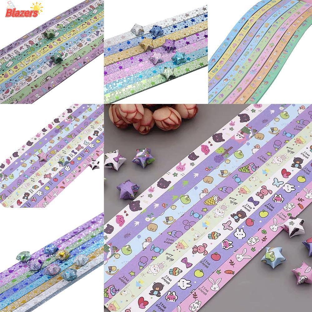 BLAZERS Star Origami กระดาษ, การ์ตูนด้านเดียวแถบกระดาษดาว, น่ารัก Lucky Star สีสัน Art Craft พับ Star เด็กของขวัญ