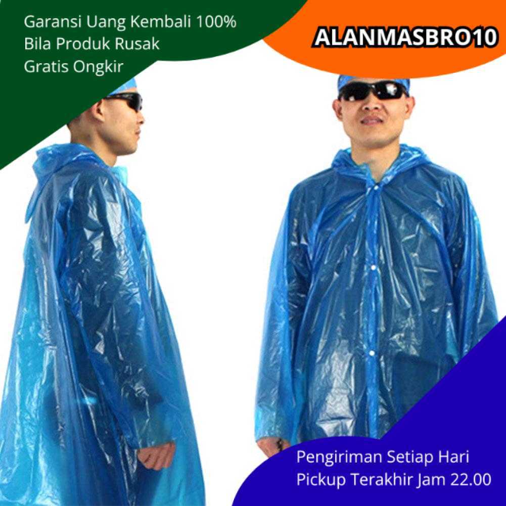 เสื้อกันฝนเสื้อปอนโชแบบใช้แล้วทิ้งพลาสติก PE 100 เปอร์เซ็นต์กันน้ํา Universal ผู้ชายผู้หญิงน้ําหนักเ