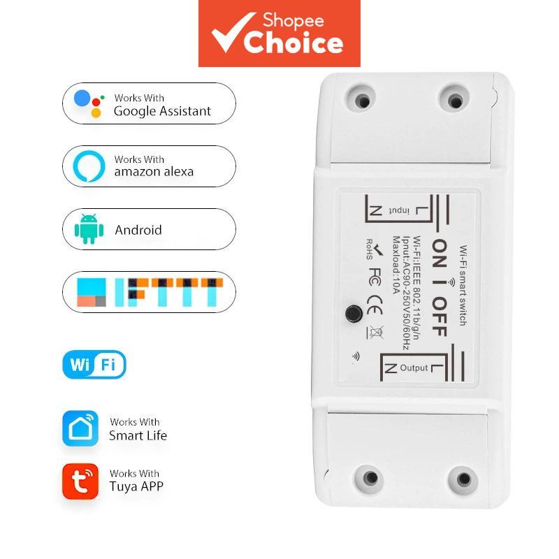 WiFi สวิตช์ไฟบ้านอัจฉริยะ Tuya Smart Life รีเลย์ตัวรับสัญญาณไร้สายเบรกเกอร์