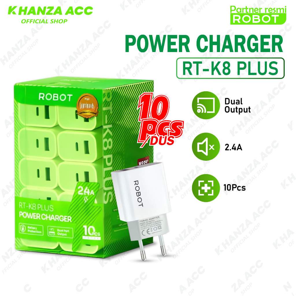 ROBOT RT K8 PLUS Charger Dual Output 2.4A (1 กล่อง CONTAINS 10 ชิ้น) RJ99