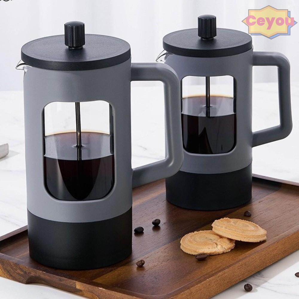 CEYOU Tea Coffee Brewer, 600ml Borosilicate Glass French Press เครื่องชงกาแฟ, แบบพกพาขนาดใหญ่ความจุท