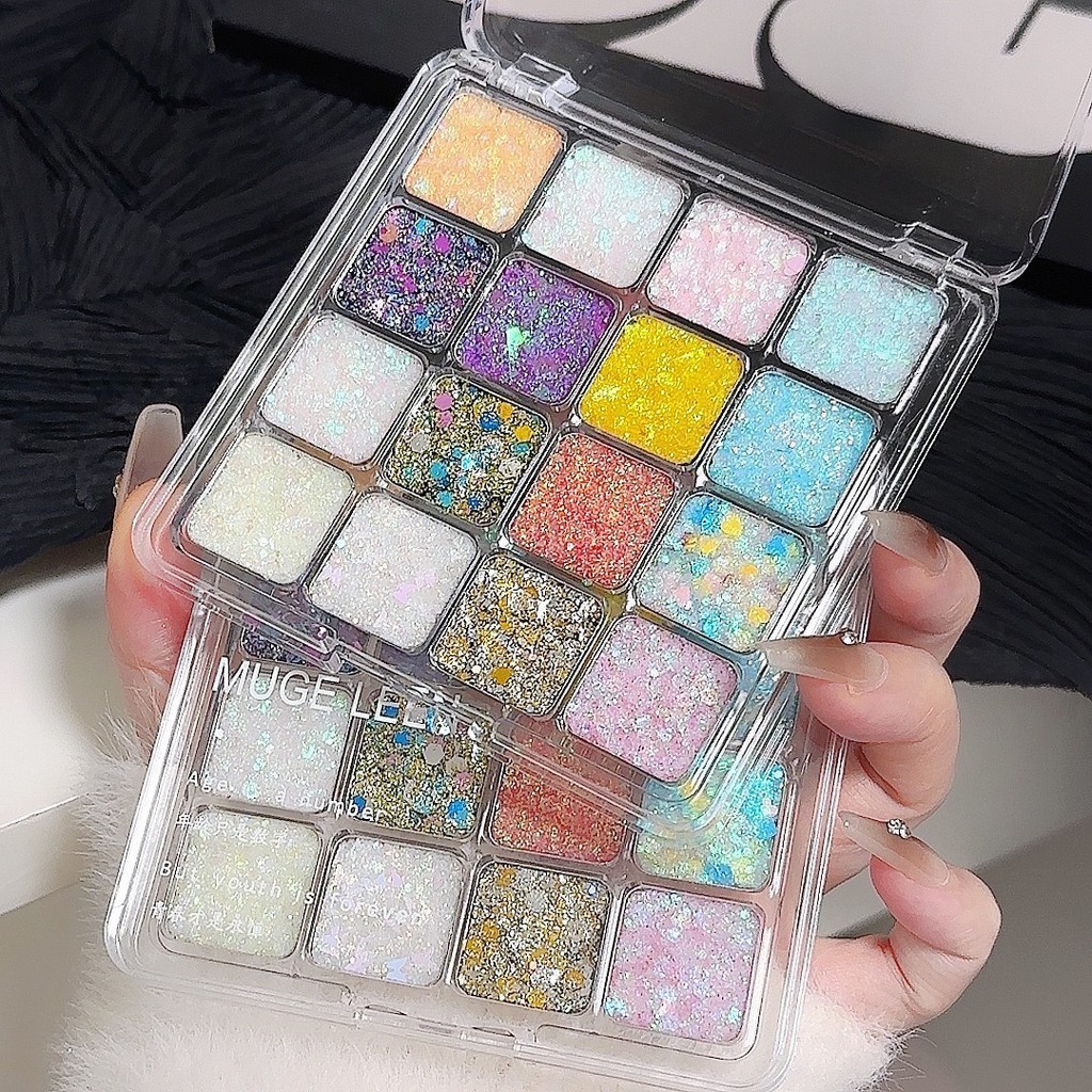 Zz-shop: พาเลตต์อายแชโดว์ เนื้อแมตต์ กลิตเตอร์ ซีเมนต์ สีชมพูธรรมชาติ ติดทนนาน 16 สี-Y120