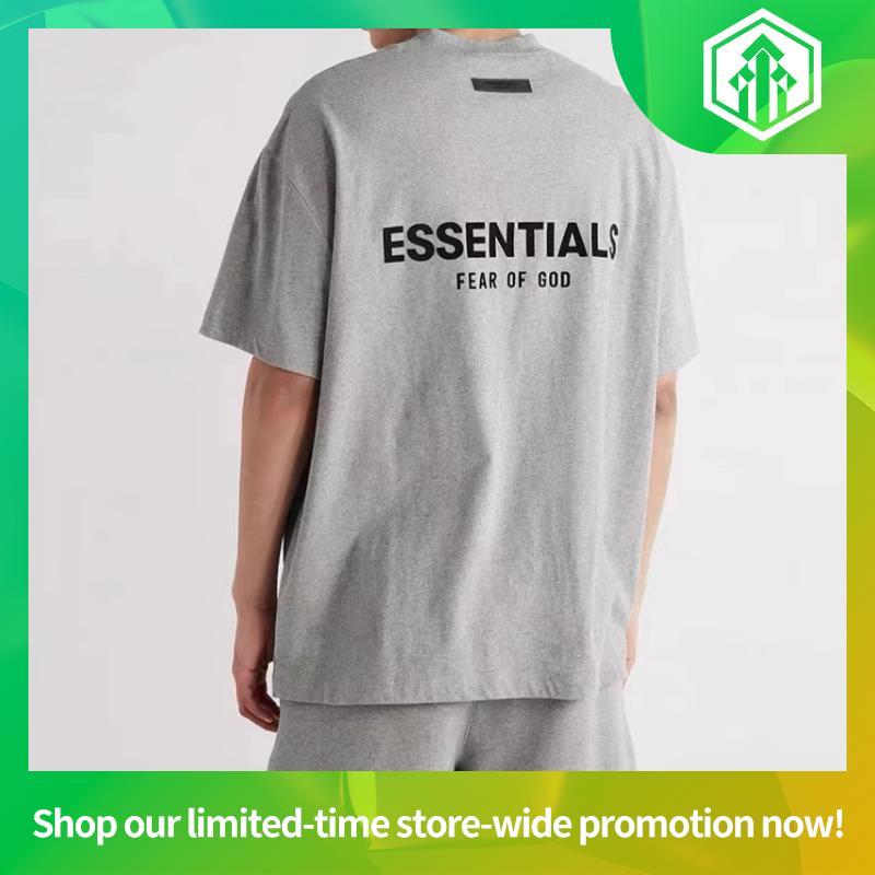 ใหม่ FEAR  ESS ฤดูร้อน High Street Plush Letter แขนสั้น High Street หลวมคู่เสื้อยืดอินเทรนด์