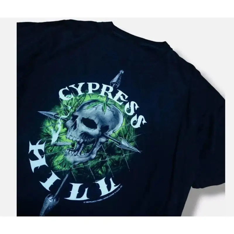 เสื้อยืดคอตตอนสีดำคลาสสิกของวง CYPRESS HILL ยุค 90s ทุกขนาด