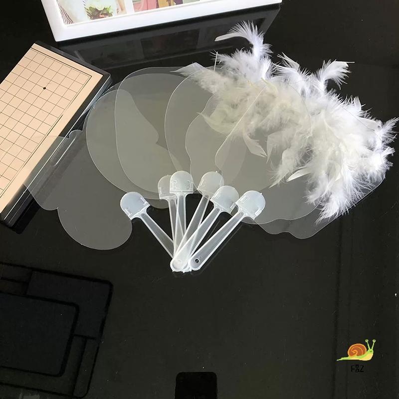F & Z 5pcsMini โปร่งใส nk พัดลมเด็ก DIY nk พัดลมมือการแสดงบนเวทีพัดลมตกแต่งสําหรับ DIY Craft Make Ha