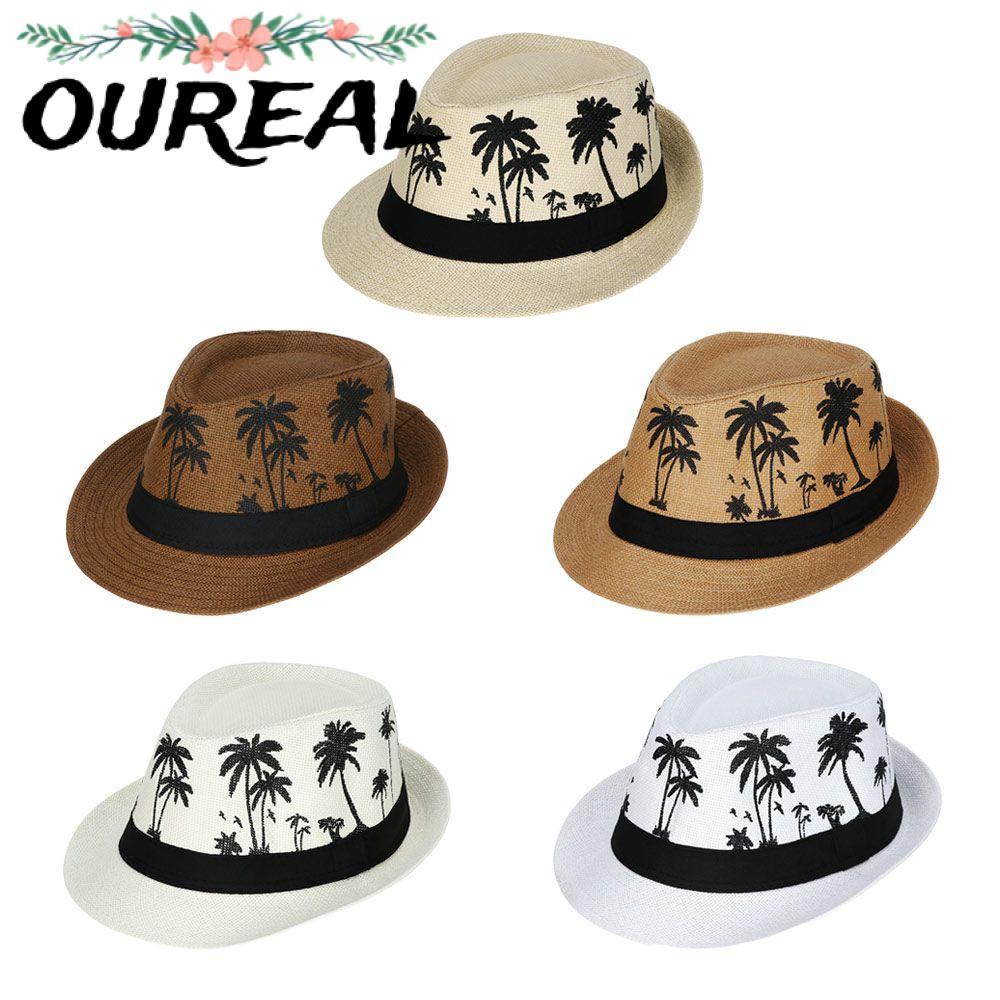 OREAL หมวกชายหาดหมวก Fedora หมวกกันแดดคู่หมวกด้านบน