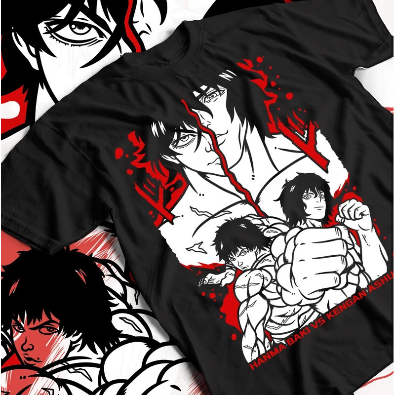 เสื้อยืดลายการ์ตูน Baki Vs Kengan Ashura สำหรับผู้ชายและผู้หญิง เสื้อทรงหลวมใส่สบายสำหรับฤดูใบไม้ผลิ