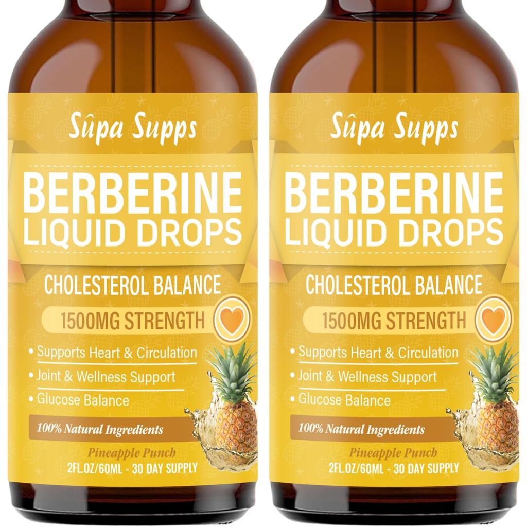 Berberine Liquid 60ml - Berberine HCl ความแข็งแรงสูง 54000mg ต่อขวด, 1500mg ต่อเสิร์ฟ - หยด Berberin